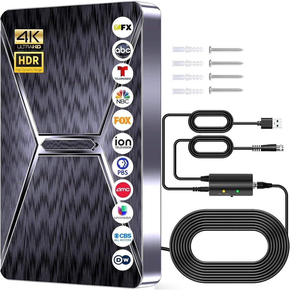 2026 Digital HDTV Antenna 4K Ultra HD HDR 3600+ Mile Range Indoor Outdoor Black